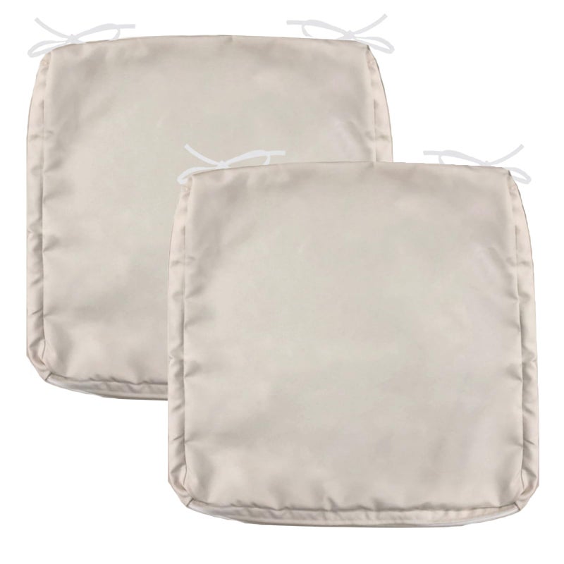 FLYMEI Patio Cushion Covers 20x20x2 Waterproof Outdoor Cushion Cover Replacement 2Packs Outdoor Seat Cushion Slipcover for Rattan Chair Sofa  Beige - Image 3