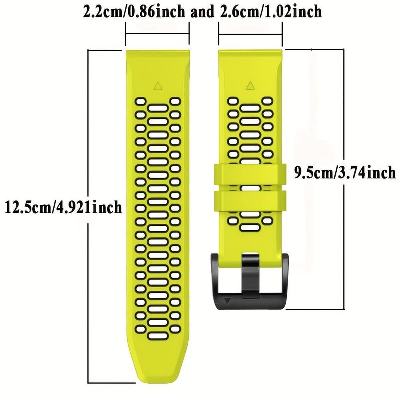 Replacement QuickFit 22mm Silicone Sport Band For Smartwatch Soft Breathable Wrist Strap Beige White Orange - Image 2