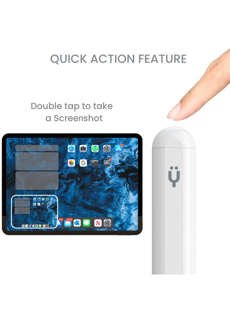 TinyMoose - 2nd Generation Active Digital Stylus Pen Pencil Pro Plus with Wireless Charging For Apple iPad Pro 11/12.9, iPad Mini 5/6, iPad Air 3/4/5 - Made for iPad Models 2023 and Below - White - Image 1