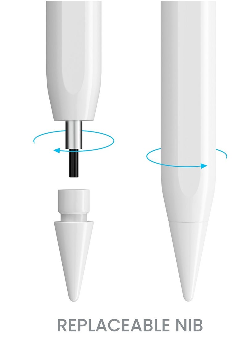 TinyMoose - 2nd Generation Active Digital Stylus Pen Pencil Pro Plus with Wireless Charging For Apple iPad Pro 11/12.9, iPad Mini 5/6, iPad Air 3/4/5 - Made for iPad Models 2023 and Below - White - Image 1