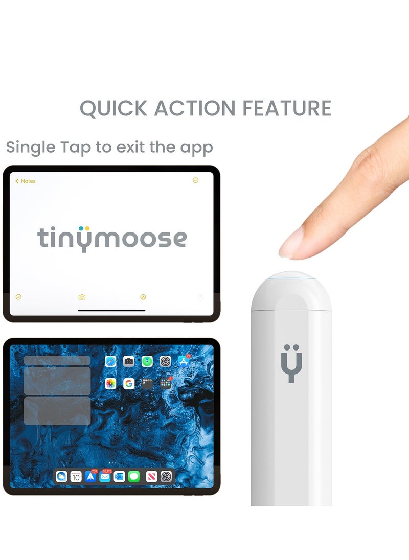 TinyMoose - 2nd Generation Active Digital Stylus Pen Pencil Pro Plus with Wireless Charging For Apple iPad Pro 11/12.9, iPad Mini 5/6, iPad Air 3/4/5 - Made for iPad Models 2023 and Below - White - Image 1