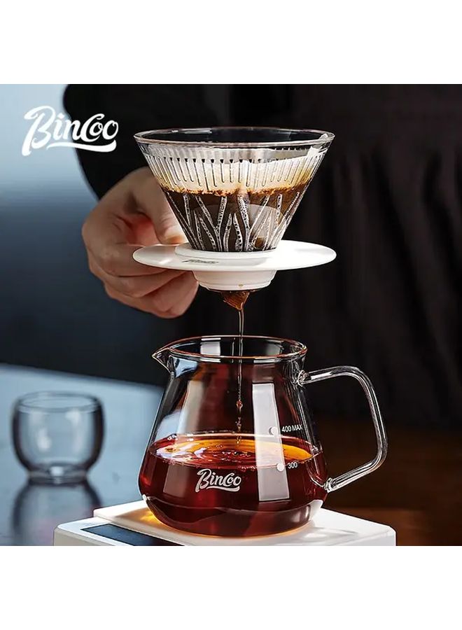 Bincoo Hand Brewing Coffee Pot Set Glass Sharing Pot 23 67oz V60 Filter Cup with Lid - Image 3
