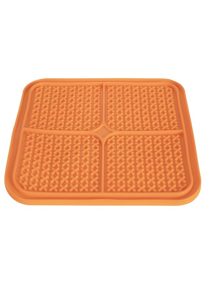 Pet Zone Boredom Busterz Induldge XL Slow Feeder Licking Mat, 12.3" x 11.75" x 4.75", Orange, Pack of 1 - Image 2