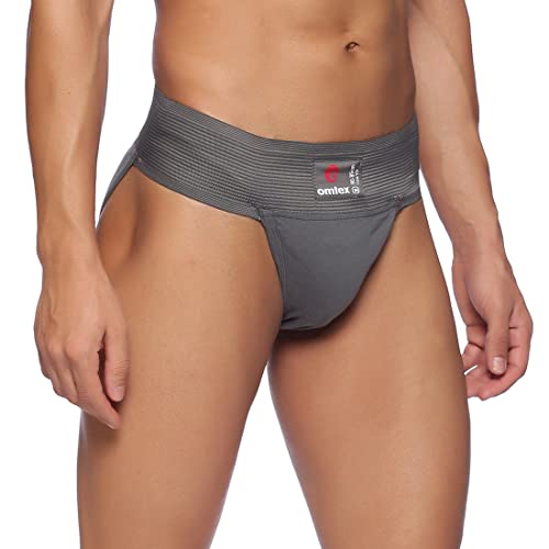 omtex Tokyo Men's Cotton Back Covered Supporter with Cup Pocket – Comfortable, Durable, Breathable, Ideal for Sports, Gym Grey - 2XL - Image 3