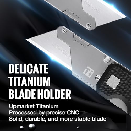 WORKPRO Premium Titanium Utility Knife, CNC Unibody, Lightweight G-10Handle Folding Box Cutter, Quick Change Blade Razor Knife,Ideal Gifts for Men Women, with 10 Extra Blades - Image 2