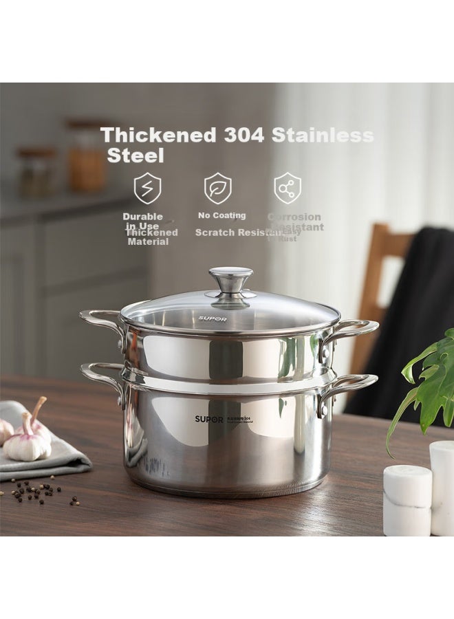 Supor Ez24sas02 24cm Double-layer Steamer Pot For Steaming And Cooking, Compatible With Gas Stove And Induction Cooker - Image 1
