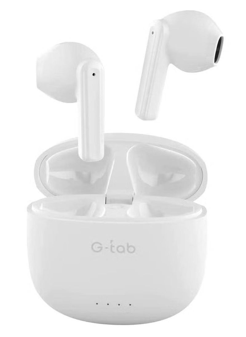 G-tab Wireless Earbuds X5 – Bluetooth V5.3 Earphones with Dual Mic Noise Cancellation | Smart Touch Control, Long Battery Life & Fast Pairing | Lightweight Wireless Headset for Android, iPhone & More | Crystal Clear Sound in Stylish White Design - Image 2