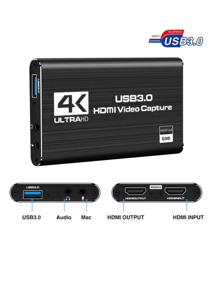 ماركة غير محددة - بطاقة إلتقاط فيديو 4K HDMI إلى USB 3.0丨 تسجيل بث مباشر 1080P/60fps丨 توافق ويندوز/ماك/بلايستيشن丨 دعم LPCM + تصميم مقاوم للحرارة - Image 1