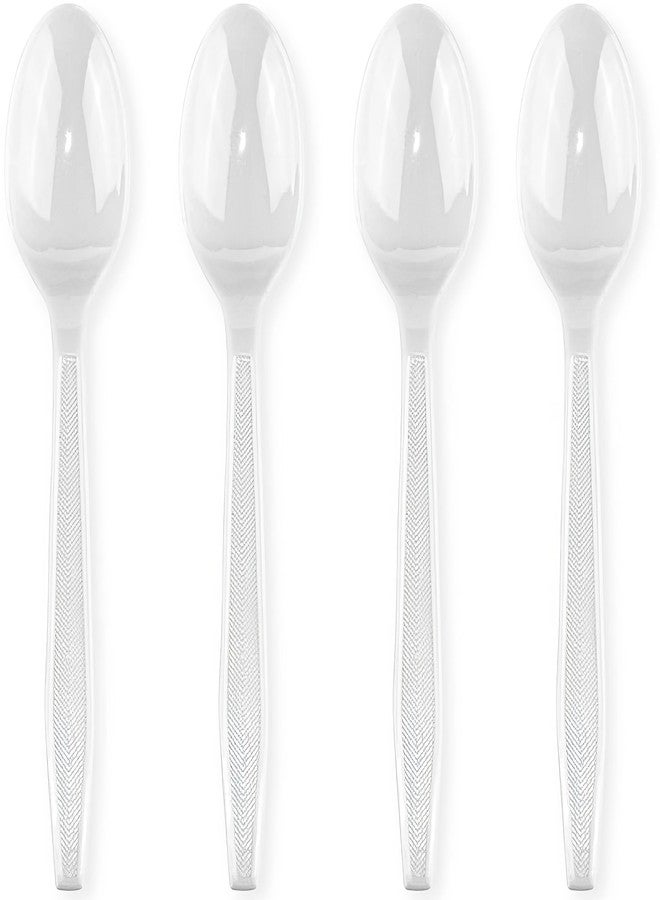 Blue Sky Basic Cutlery Collection 50-Count Medium Weight White Plastic Teaspoons | Disposable & Convenient for Parties, Picnics, Events - Image 1