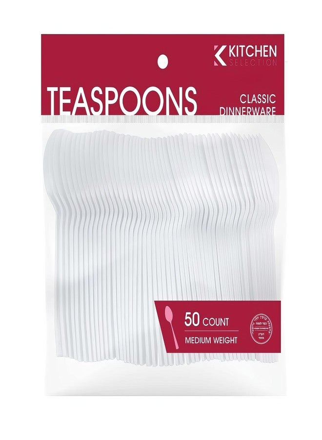 Blue Sky Basic Cutlery Collection 50-Count Medium Weight White Plastic Teaspoons | Disposable & Convenient for Parties, Picnics, Events - Image 3