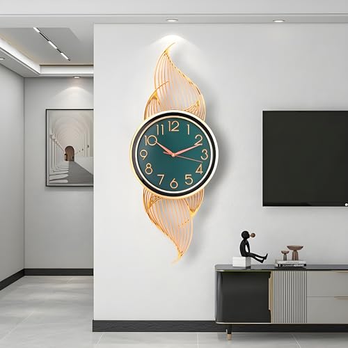 De'rons Silent Wall Clock for Living Room Stylish Latest Decorative Designer Vertical Fancy Contemporary Hanging Wall Clock for Bedroom New Home Decor Wall Decoration Gift (33 x 83 cm) DC2897 (Green) - Image 1