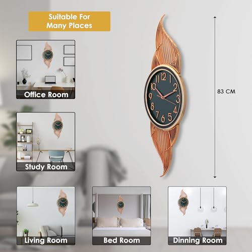 De'rons Silent Wall Clock for Living Room Stylish Latest Decorative Designer Vertical Fancy Contemporary Hanging Wall Clock for Bedroom New Home Decor Wall Decoration Gift (33 x 83 cm) DC2897 (Green) - Image 3