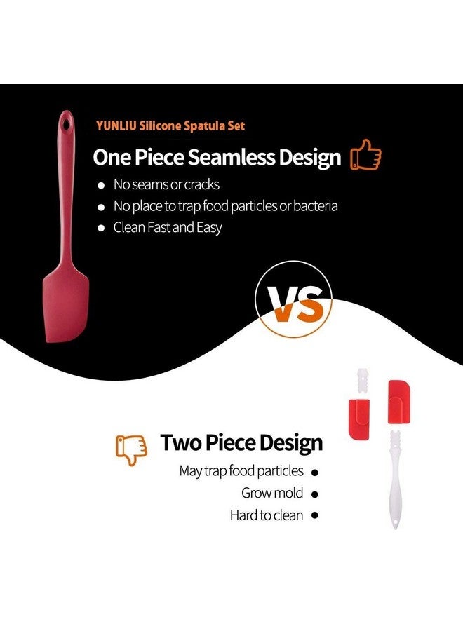 P-Plus International Silicone Spatula Set 4-Piece - 500ºF Heat-Resistant Baking Spoon Spatula - Seamless One-Piece Design Easy to Clean - Non-Stick Silicone Stainless Steel Core (Spatula 4A RED) - Image 4