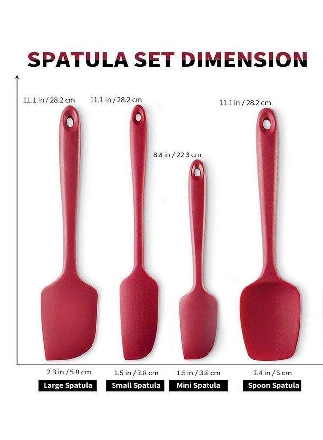 P-Plus International Silicone Spatula Set 4-Piece - 500ºF Heat-Resistant Baking Spoon Spatula - Seamless One-Piece Design Easy to Clean - Non-Stick Silicone Stainless Steel Core (Spatula 4A RED) - Image 5