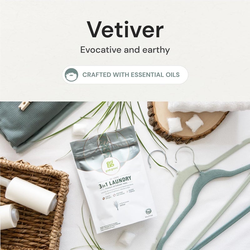 Grab Green 3 in 1 Laundry Detergent Pods with Vetiver Scent - 132 Loads (5 lbs, 4 oz) - Image 3