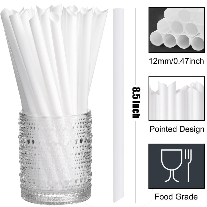 ALINK 100 PCS White Plastic Boba Straws  12mm Extra Wide Disposable Smoothie Straws for Bubble Tea  Popping Pearls - 8.5 inch - Image 2