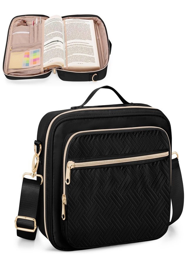 Prokva Bible Cover Case for Women, Large Bible Church Bag with Strap, Bible Carrying Case Book Protector with Handle, Black(Empty Bag Only) - Image 1