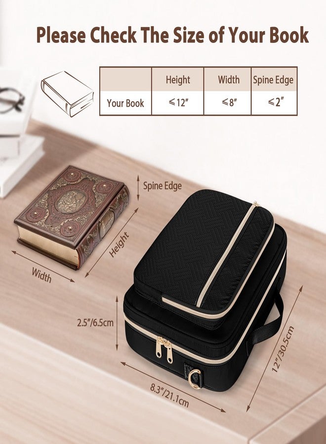 Prokva Bible Cover Case for Women, Large Bible Church Bag with Strap, Bible Carrying Case Book Protector with Handle, Black(Empty Bag Only) - Image 5
