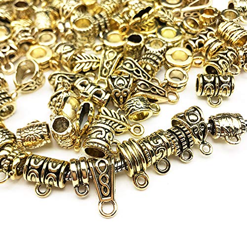iloveDIYbeads 100g (About 125pcs) Antique Gold Bail Tube Spacer Bead Hanger Fit Charm European Bracelet Charms Pendant Bails for Jewelry Making and Crafting (M376) - Image 3