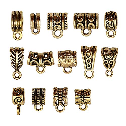 iloveDIYbeads 100g (About 125pcs) Antique Gold Bail Tube Spacer Bead Hanger Fit Charm European Bracelet Charms Pendant Bails for Jewelry Making and Crafting (M376) - Image 1