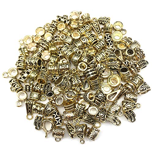 iloveDIYbeads 100g (About 125pcs) Antique Gold Bail Tube Spacer Bead Hanger Fit Charm European Bracelet Charms Pendant Bails for Jewelry Making and Crafting (M376) - Image 5