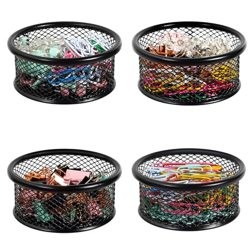 DANRONG Paper Clip Holder for Desk Paper Clip Holders Mesh Paperclip Holders Metal Paper Clips Dispenser Organizer for Desk Binder Clip Holder Container for Home Office School Black 4 Pack - Image 1