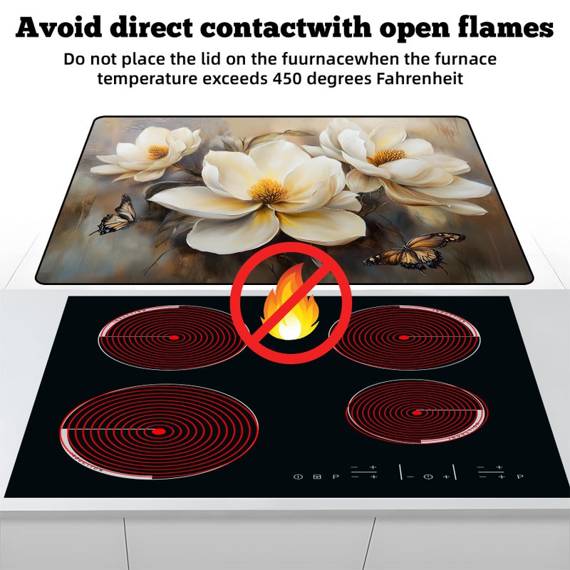 AOHMPT Multi-Design Stove Top Cover for Glass/Electric Stoves - 3-in-1 Heat-Resistant Protector Mat, Non-Slip Drying Rack 28"x20" (Flower-Butterfly, 28" L x 20" W) - Image 3