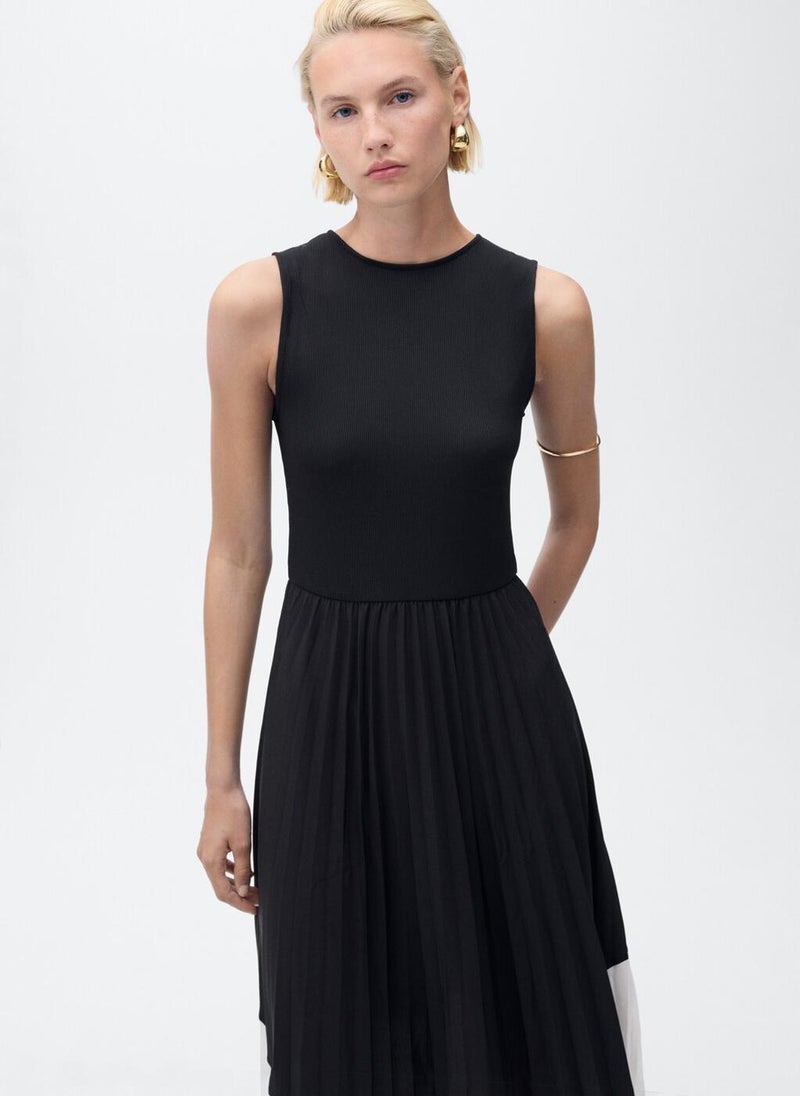 MANGO Combined pleated dress  - Image 4