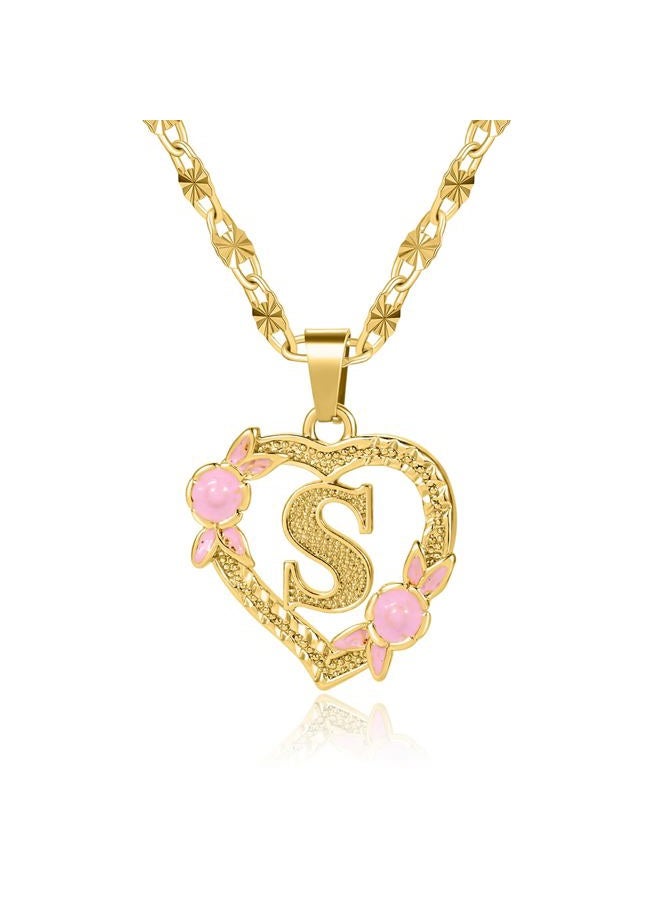 Qitian Initial Heart Necklace for Women Heart Gold Letter A-Z Name Alphabet Pendant Necklace for women Gift, 20mm*18mm, Gold Plated, No Gemstone - Image 1