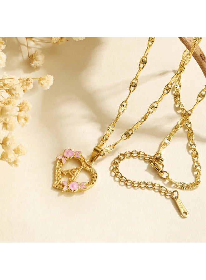 Qitian Initial Heart Necklace for Women Heart Gold Letter A-Z Name Alphabet Pendant Necklace for women Gift, 20mm*18mm, Gold Plated, No Gemstone - Image 4