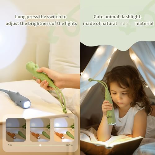 YZYOE New Rechargeable Crocodile LED Flashlight, Cute Animal Shaped Silicone Flashlight, Comfortable Touch Long Press to Adjust Brightness Portable Outdoor Lighting Creative Light. - Image 3