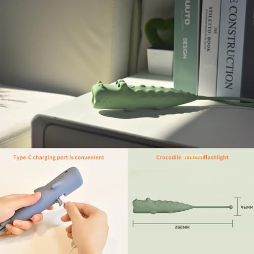 YZYOE New Rechargeable Crocodile LED Flashlight, Cute Animal Shaped Silicone Flashlight, Comfortable Touch Long Press to Adjust Brightness Portable Outdoor Lighting Creative Light. - Image 4