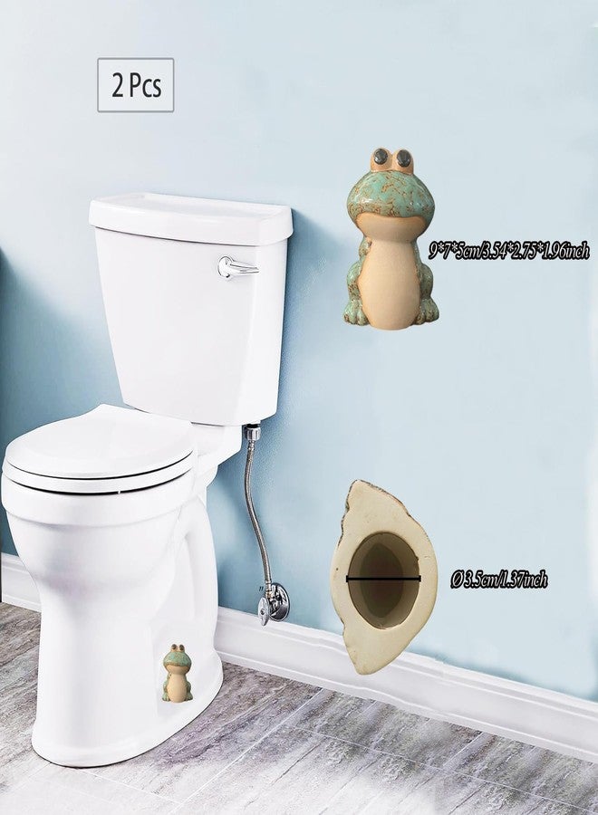 AKV Frog Toilet Bolt Caps Ceramic Toilet Bolt Covers Decorative Toilet Screw Cover Caps, Toilet Caps for Bottom of Toilet, Cute Toilet Bowl Bolt Covers for Bathroom Decor, Easy to install (Green) - Image 2