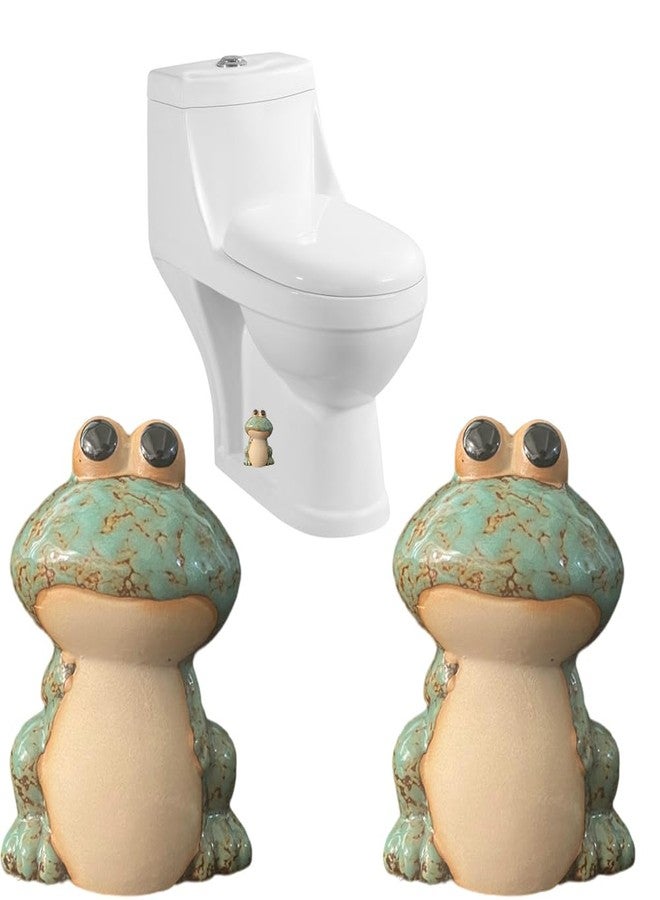 AKV Frog Toilet Bolt Caps Ceramic Toilet Bolt Covers Decorative Toilet Screw Cover Caps, Toilet Caps for Bottom of Toilet, Cute Toilet Bowl Bolt Covers for Bathroom Decor, Easy to install (Green) - Image 1