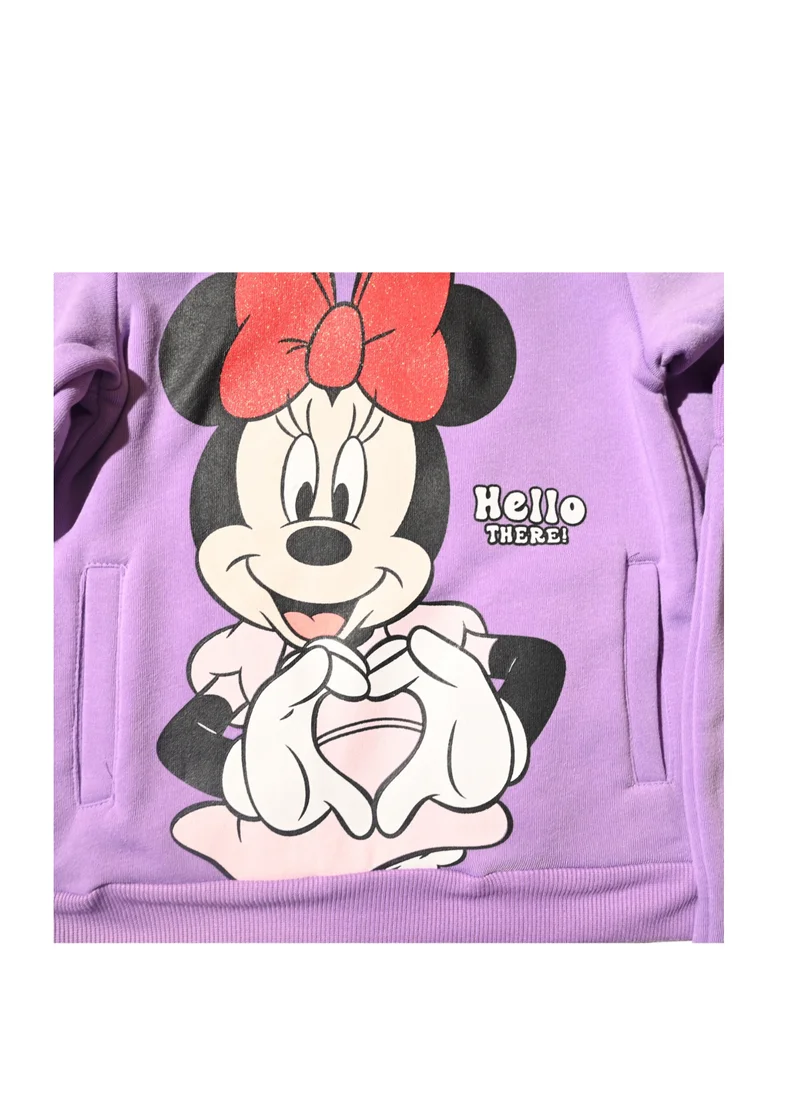 Minnie Mouse Girls' Minnie Mouse Tracksuit, Purple, Hooded Top and Joggers