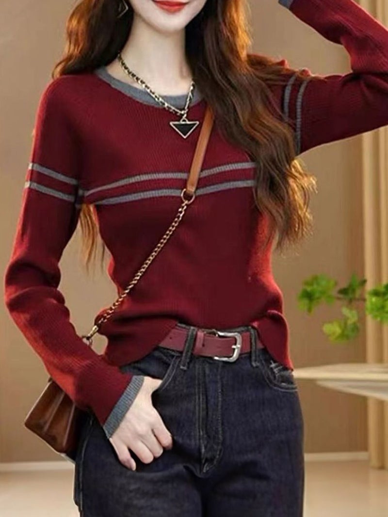 YUNIQEE سويت شيرت ماروني بتصميم ذاتي بياقة دائرية - Image 3