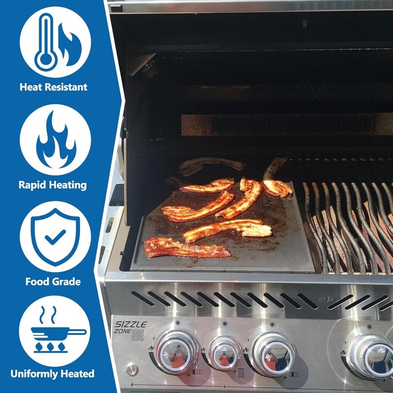 SafBbcue صينية شواء قابلة للعكس SafBbcue 56040 56041 متوافقة مع شوايات الفحم/الغاز Napoleon Prestige 500 Pro 500 أجزاء شوايات Napoleon المدمجة/سلسلة LEX، متوافقة مع Charbroil، Traeger، Pit Boss - Image 4