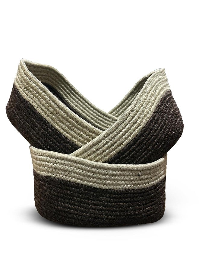 Ariya Handcrafted Storage Basket (4046 | Coffee | Pack of 3) Durable PP & Cotton Blend Multipurpose Organizer for Clothes, Toys & Home Decor, Lightweight Eco-Friendly Rope Basket - Image 1