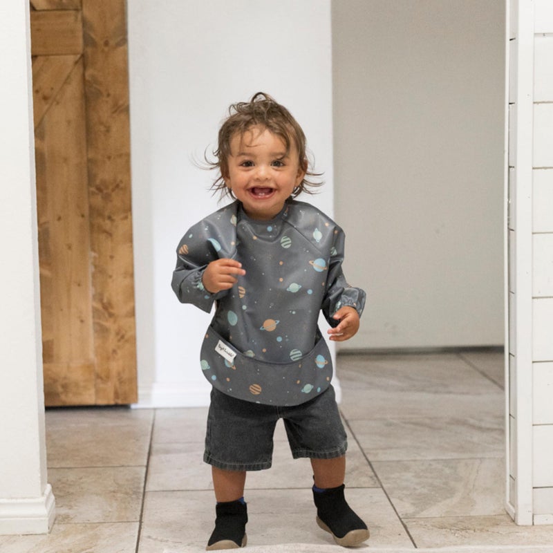 Tiny Twinkle Long Sleeve Bib for Babies & Toddlers | Waterproof Smock Bib for Eating | Machine Washable & Mess-Proof Feeding Essentials | Newborn Shower Gift (Space, 2-4Y) - Image 4