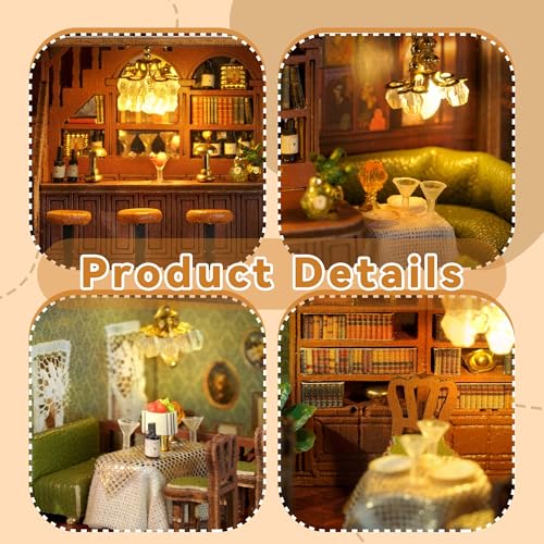 Flever Dollhouse Miniature DIY House Kit Creative Room with Furniture for Romantic Valentine's Gift (Corner Restaurant) - Image 5