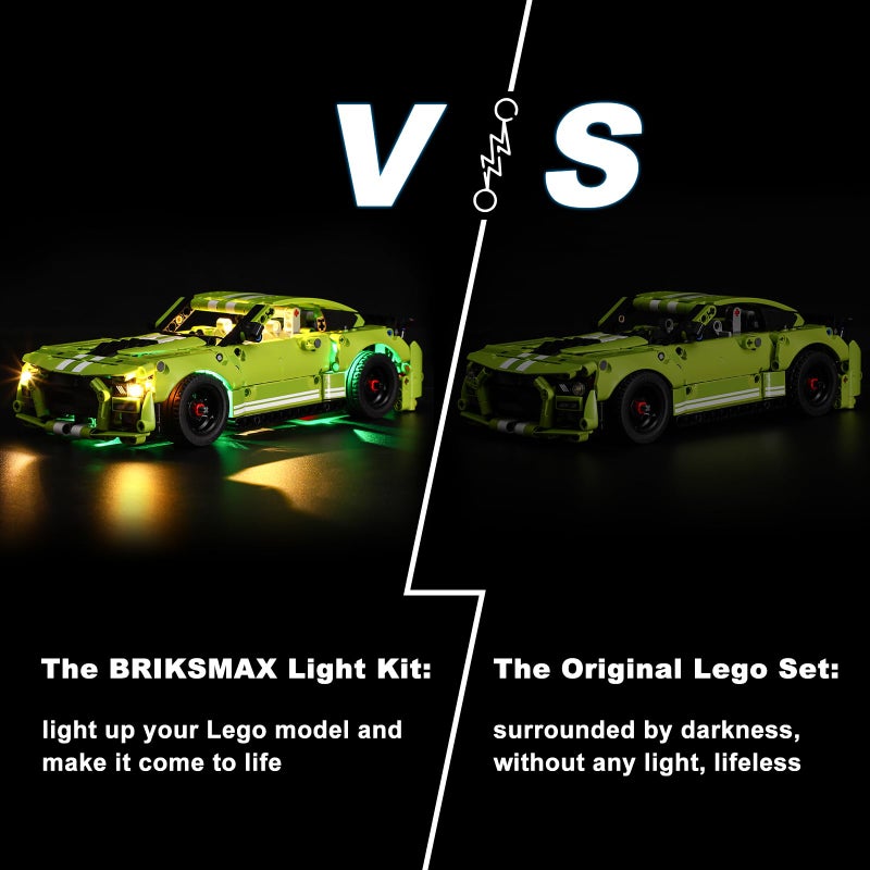 BRIKSMAX Led Lighting Kit for Techinc Ford Mustang Shelby GT500 - Compatible with Lego Technic Car Set 42138 Model- Not Include The Lego Set - Image 2