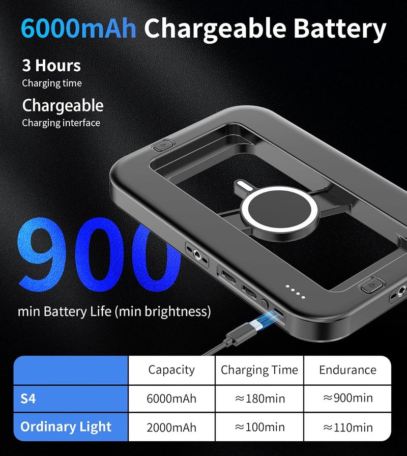 TONEOF Magnetic 6000mAh RGB Selfie Ring Light for iPhone,448 LED Rechargeable Phone Light with Mini Tripod Stand, Double-Sided Magnet Handheld Stabilizer with Light for Magsafe/Phones/Video/Recording/Photos - Image 4