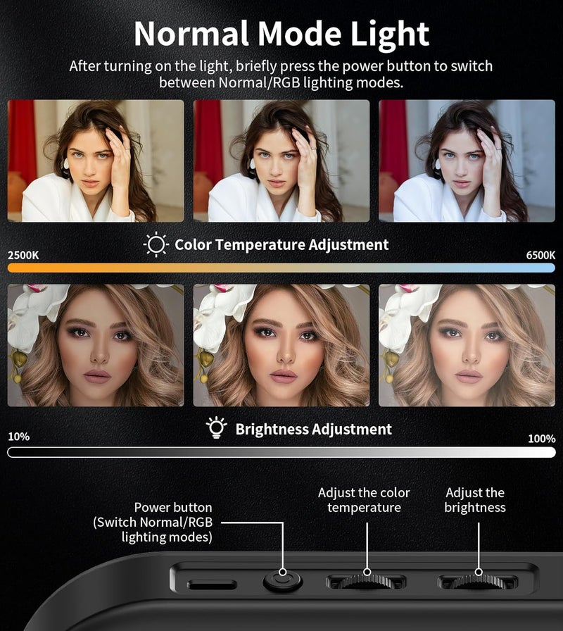 TONEOF Magnetic 6000mAh RGB Selfie Ring Light for iPhone,448 LED Rechargeable Phone Light with Mini Tripod Stand, Double-Sided Magnet Handheld Stabilizer with Light for Magsafe/Phones/Video/Recording/Photos - Image 5
