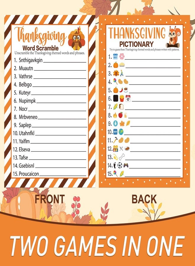 COCHIE 30 Players Thanksgiving Games for Family Party Adults Office Large Groups, Words Pictionary Game, Guesstures Games, Word Scramble Game Fall Classroom Activities with Answer Key (Thanksgiving A) - Image 2