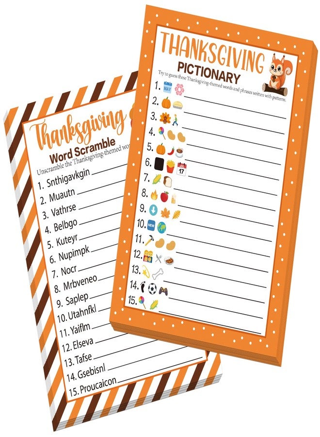 COCHIE 30 Players Thanksgiving Games for Family Party Adults Office Large Groups, Words Pictionary Game, Guesstures Games, Word Scramble Game Fall Classroom Activities with Answer Key (Thanksgiving A) - Image 1