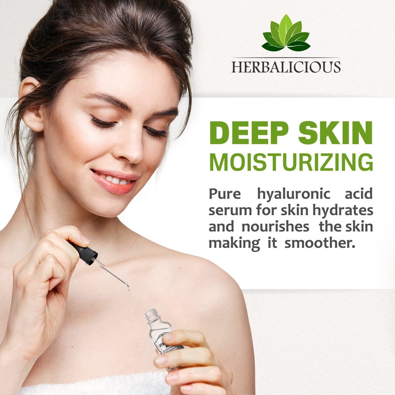 Herbalicious Hyaluronic Acid Serum â€“ Hyaluronic Acid Serum for Face â€“ Paraben-Free Pure Hyaluronic Acid â€“ Moisture Boost Hydrating Serum â€“ Anti-Aging Serum for Fine Lines, Wrinkles â€“ 2oz - Image 2