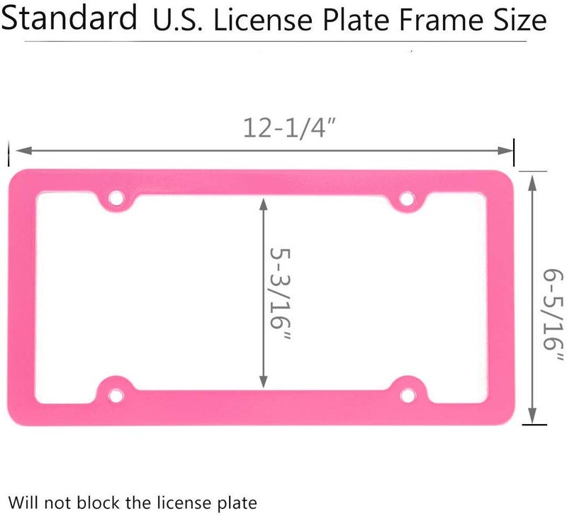 XLSFPY Pink License Plate Frame, 2 PCS License Plate Holder, Universal American Auto License Plate Frame Rust-Proof, Rattle-Proof, Weather-Proof - Image 2
