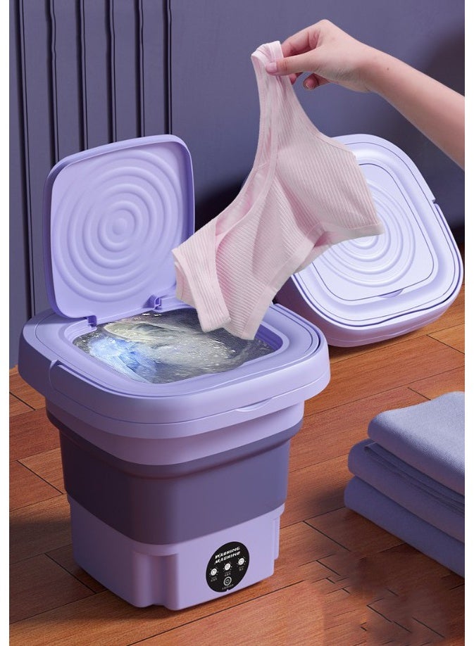 HOMESTAR 3 Smart Modes Purple Foldable Mini Washer | 8L Portable Underwear Washing Machine | Spin Dry + Hand-Wash Simulation | Ultra-Quiet & Energy Saving | Perfect For Dorms/Travel/Apartments | 304 Stainless Steel Tub | 15-Min Quick Wash - Image 4