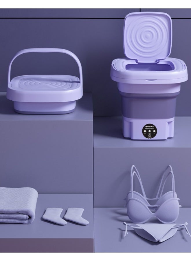 HOMESTAR 3 Smart Modes Purple Foldable Mini Washer | 8L Portable Underwear Washing Machine | Spin Dry + Hand-Wash Simulation | Ultra-Quiet & Energy Saving | Perfect For Dorms/Travel/Apartments | 304 Stainless Steel Tub | 15-Min Quick Wash - Image 3