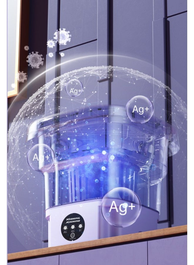 HOMESTAR 3 Smart Modes Purple Foldable Mini Washer | 8L Portable Underwear Washing Machine | Spin Dry + Hand-Wash Simulation | Ultra-Quiet & Energy Saving | Perfect For Dorms/Travel/Apartments | 304 Stainless Steel Tub | 15-Min Quick Wash - Image 2